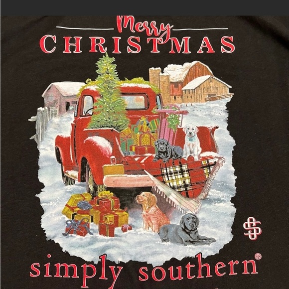 Simply Southern Merry Christmas Long Sleeve Shirt Dogs Medium - Picture 3 of 6